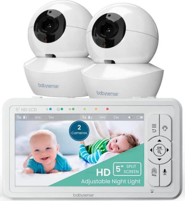 Babysense 5 Inc HD Bölünmüş Ekranlı Bebek Monitörü, 2 Kamera ve Ses Özellikli - Image 1