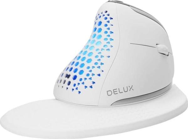 DeLUX Seeker Kablosuz Ergonomik Dikey Mouse, OLED Ekran - M618SXD-Beyaz - Image 1