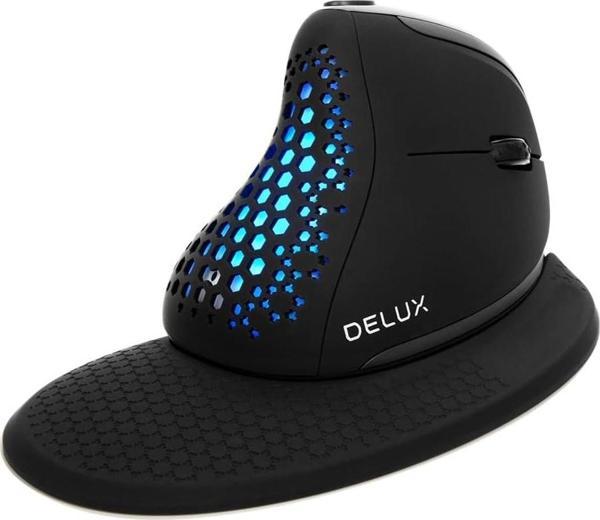 DeLUX Seeker Kablosuz Ergonomik Dikey Mouse, OLED Ekran - M618XSD-Siyah - Image 1