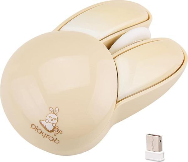 Lomiluskr Sevimli Tavşan 2.4G Kablosuz Sessiz Mouse - Bej Tavşan - Image 1