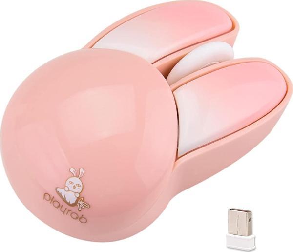 Lomiluskr Sevimli Tavşan 2.4G Kablosuz Sessiz Mouse - Pembe Tavşan - Image 1