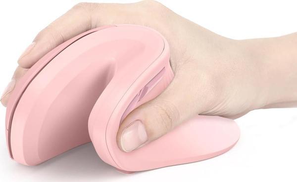 Seenda Ergonomik Kablosuz Dikey Mouse, Bluetooth 4.0+USB - Açık Pembe - Image 1