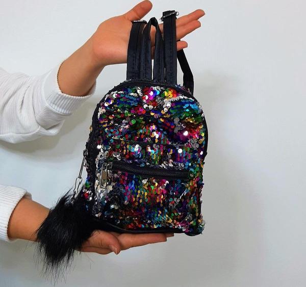Fiyra crn Gökkuşağı Pullu Kız Çocuk Sırt Çantası (16cmx20cmx10cm) - Image 1