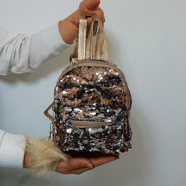 Fiyra crn Dore Altın Pullu Kız Çocuk Sırt Çantası (16cmx20cmx10cm) - Image 1