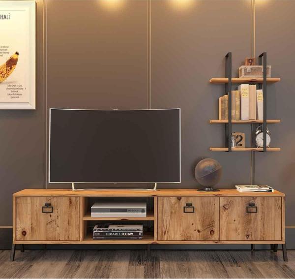 Avmpark Yanke Tv 180 Atlantik Çam Metal Raflı - Image 1