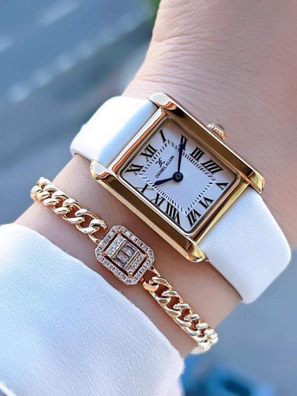 Daniel Klein Retro Vintage Model Deri Kordon 3 Atm Suya Dayanıklı Kadın Kol Saati+Bileklik DK13787.4 - Image 1
