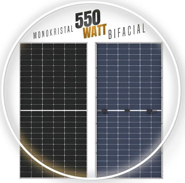 Bifacial 550W Watt Güneş Paneli Monokristal 144 Hücre Solar Panel - Image 1