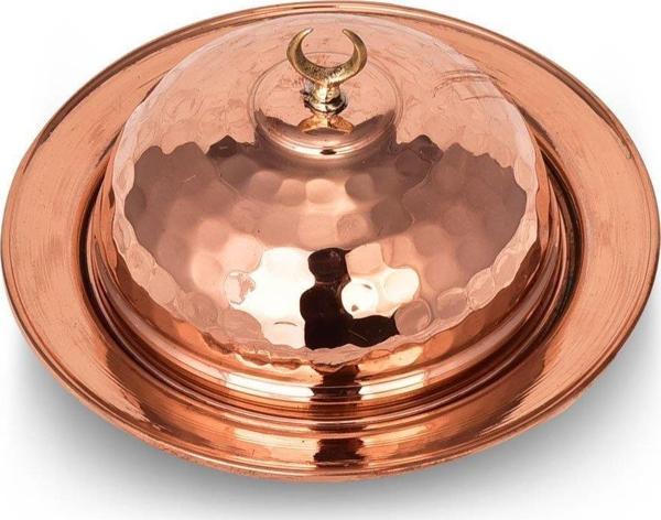 Turna Bakır Saka Yuvarlak Lokumluk 9 Cm El Dövme Kırmızı Turna5852-1 - Image 1