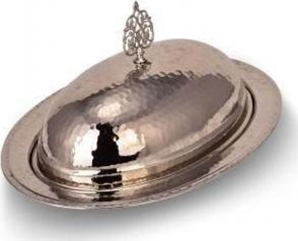 Turna Bakır Saltanat Şişme Kapak Kayık Sunum Tabağı 30 Cm El Dövme Nikel Turna4406-2 - Image 1