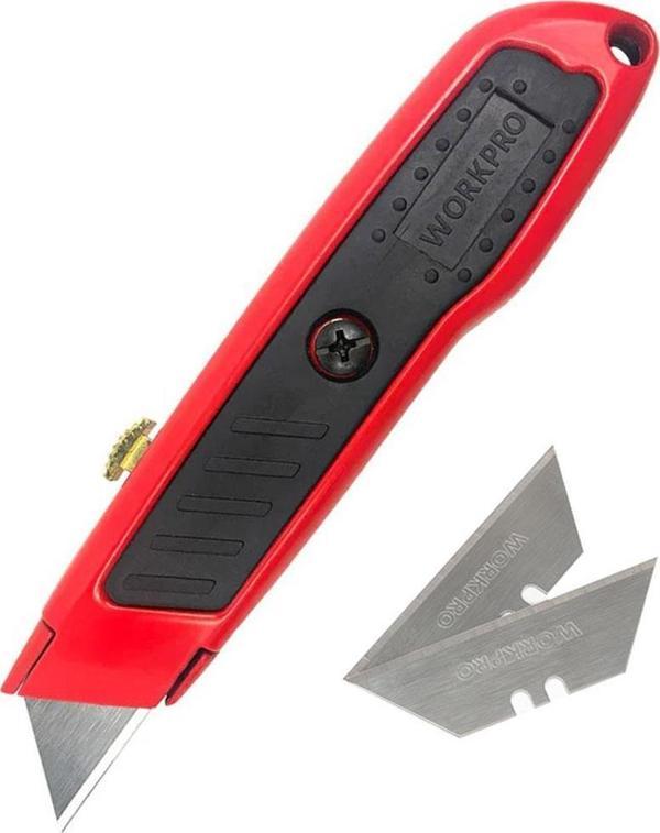 WORKPRO WP213005 Alüminyum Gövde Geri Çekilebilir Rötuş Maket Bıçağı + 3 Adet Yedek Bıçak - Image 1