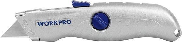 WORKPRO WP213007 Alüminyum Gövde Otomatik Geri Çekilebilir Rötuş Maket Bıçağı  - Image 1