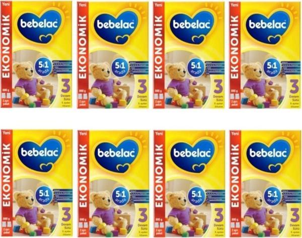 Bebelac 3 Numara Devam Sütü 800 Gr X 8 Adet - Image 1