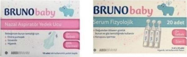Bruno Serum Fizyolojik 5 ml X 20 Flakon Baby Nazal Aspiratör Yedek Ucu 10'lu - Image 1