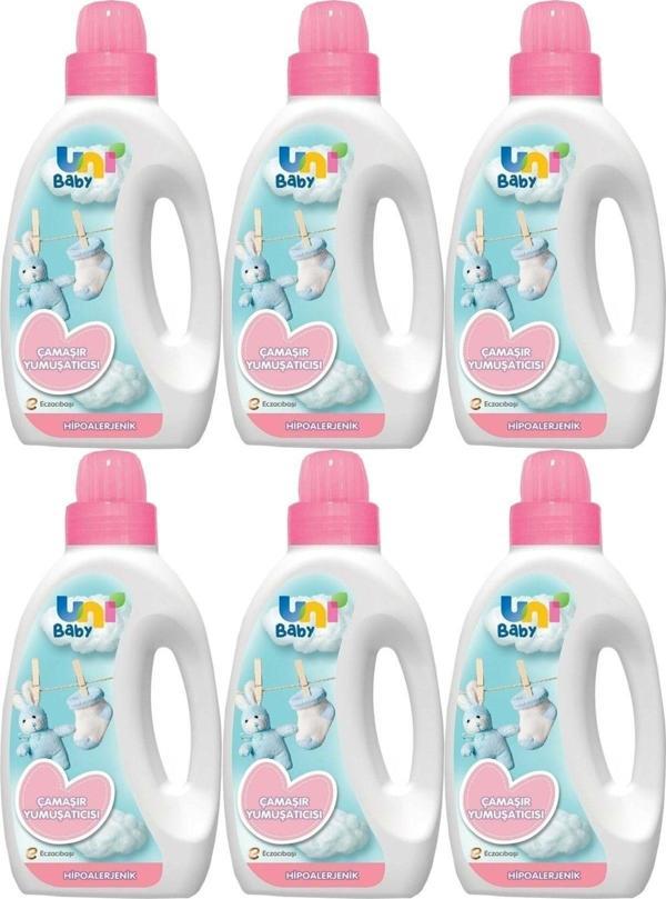 Uni Baby Çamaşır Yumuşatıcı 1500ml Hassas Ciltler İçin Hipoalerjenik Pembe 6'lı Set - Image 1