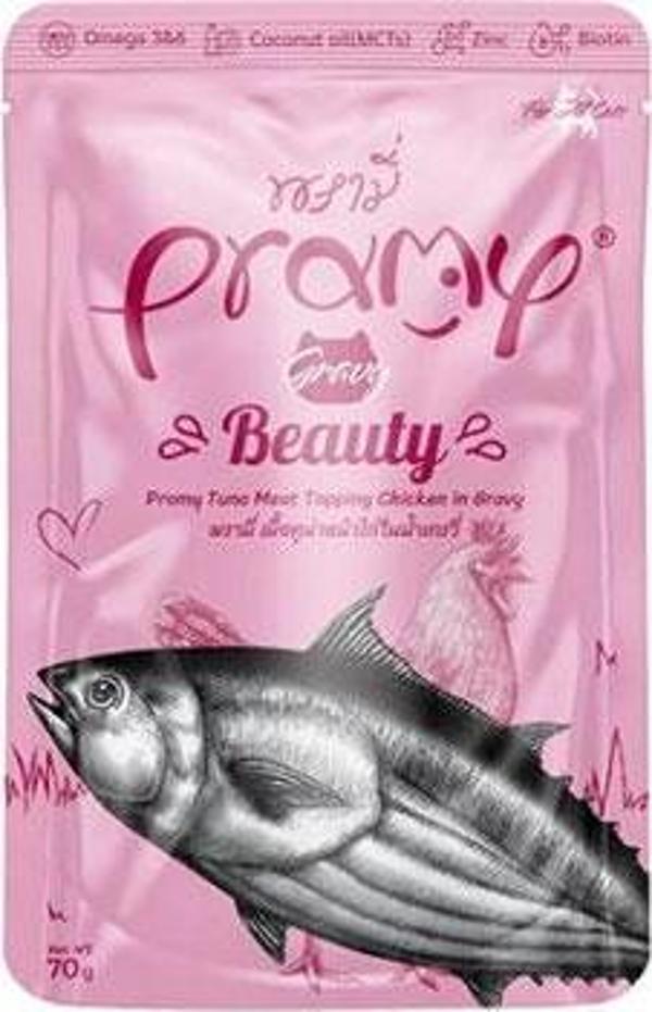 Pramy Beauty Sos İçinde Ton Balıklı ve Tavuk Etli Yetişkin Kedi Konservesi 70 Gr - Image 1