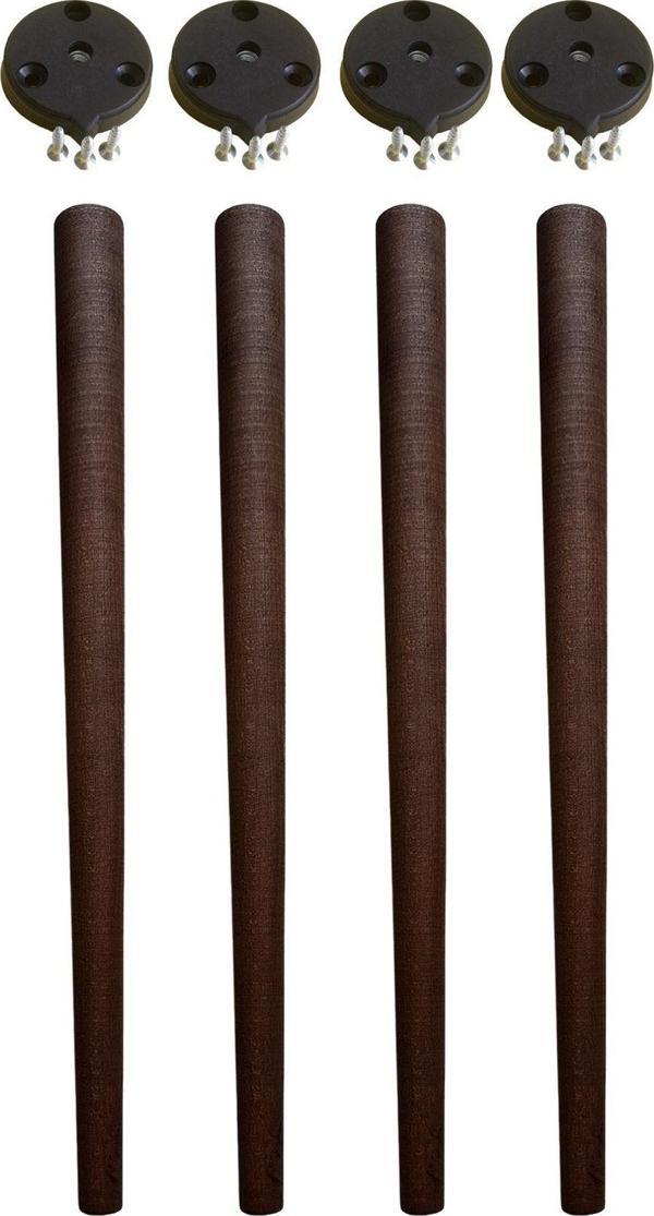 4 Adet Ceviz Vernikli Konik Ahşap Masa Ayağı 60 Cm Açılı Aparat Ve Montaj Vidası Dahil Kayın Ağacı - Image 1
