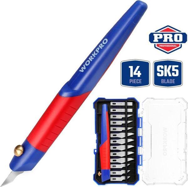 WORKPRO WP219005 14 Parça Profesyonel Hobi Maket Bıçağı Seti - Image 1
