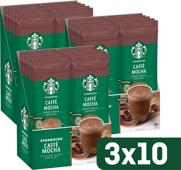 Starbucks Caffè Mocha Premium Kahve Karışımı 3 x 10'lu Paket (10x22g) - Image 1