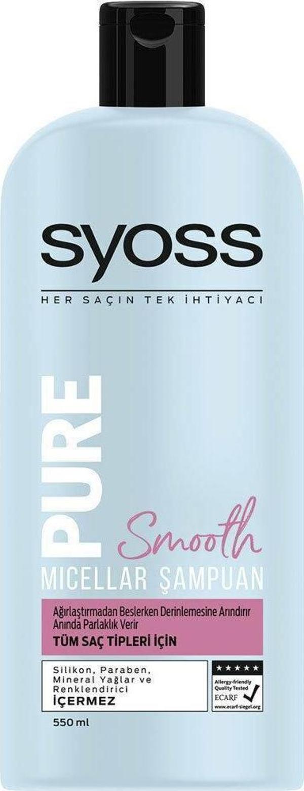 Syoss Şampuan 550 Ml Pure Smooth Micellar Tüm Saçlar - Image 1