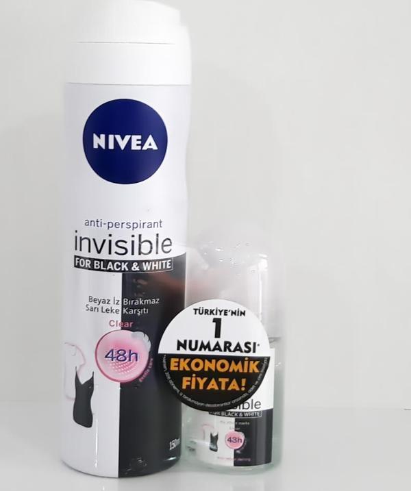 Nivea Deodorant Invisible Black White Clear Bayan 50 ml+ 25 ml Roll - Image 1