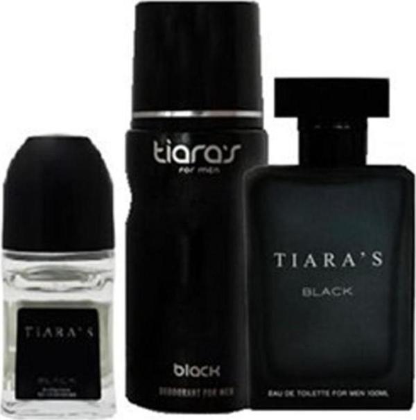 Tiaras Him Black Erkek Parfum Seti 100 Ml Edt + 150 Deo + 50Ml Roll - Image 1