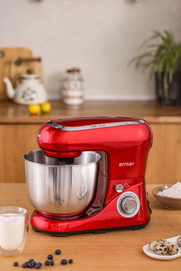 Emsan Bella Gusto Kırmızı Stand Mikser Mutfak Şefi 1300W 5 Lt - Image 1