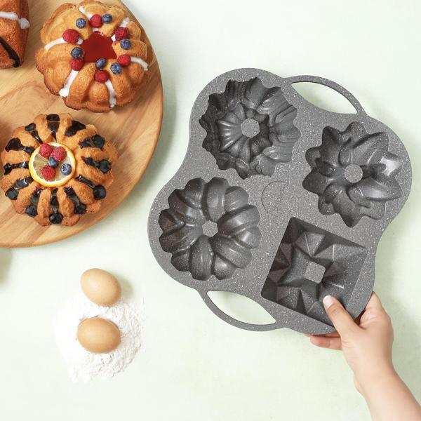 Karaca Cake Pro 4'lü Antrasit Döküm Kek Kalıbı - Image 1