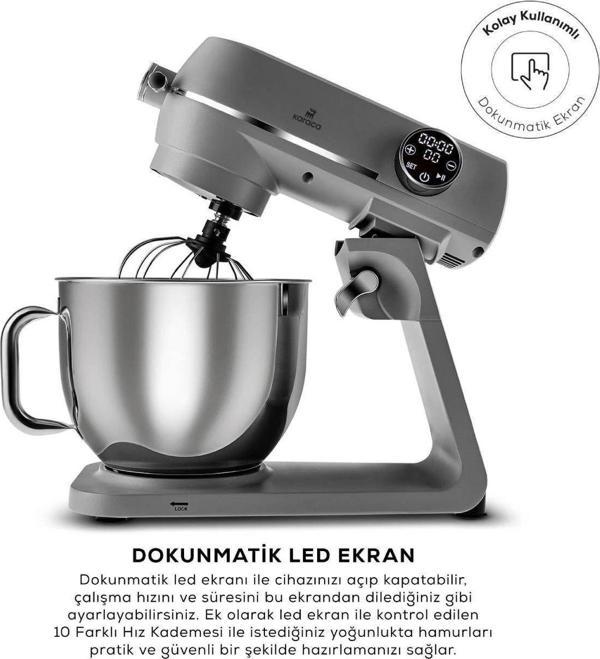 Karaca Multichef Artisan Digital Ekran 7 Litre Döküm Stand Mikser Antrasit 1800W - Image 1