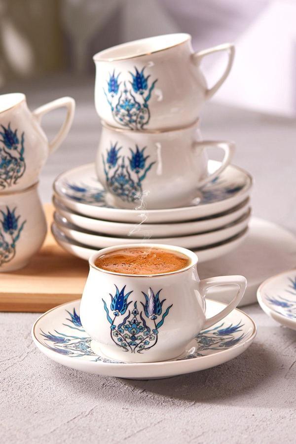 Karaca İznik Yeni Form 6 Kişilik Kahve Fincanı Takımı 100 Ml - Image 1