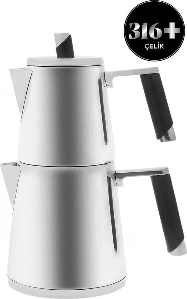 Karaca Powersteel 316 Çelik Indüksiyon Tabanlı Blend Large Çaydanlık Takımı - Image 1