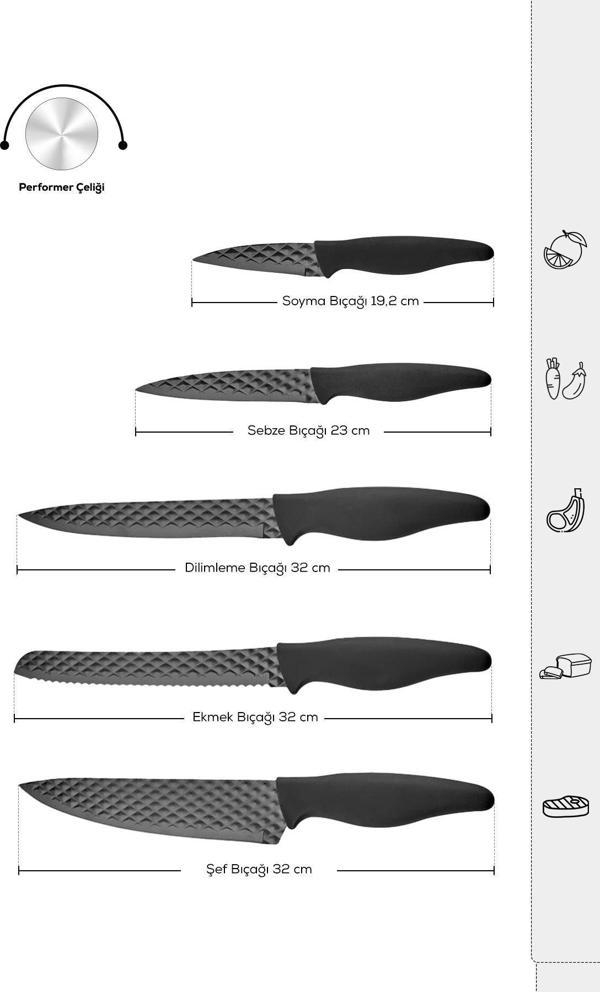 Karaca Theia Black 5 Parça Bıçak Seti - Image 1