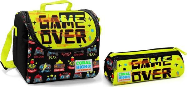 Coral High Game Over Erkek Çocuk Beslenme Çantası ve Kalemlik Seti - Thermo - Image 1