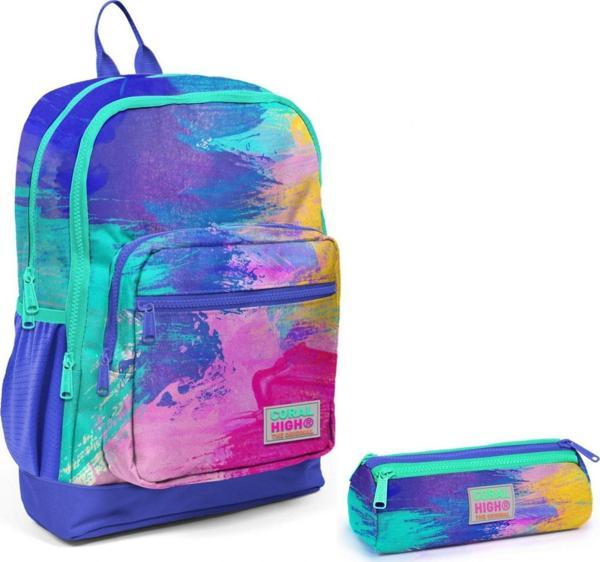 Coral High Renkli Airbrush İlkokul Sırt Çantası ve Kalemlik Seti - Image 1