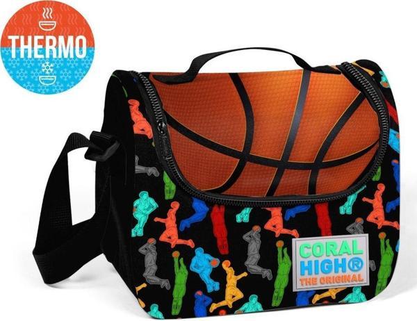 Coral High Sİyah Basketbol Desenli Termoslu Beslenme Çantası - Erkek Çocuk - Image 1