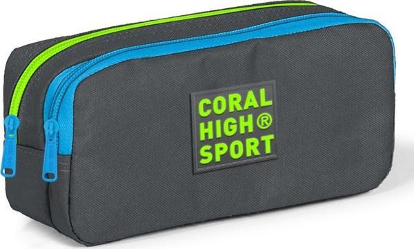 Coral High Sport İki Gözlü Gri-Yeşil Kalem Çantası - Image 1