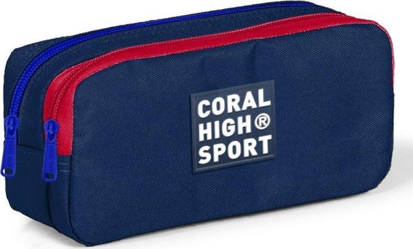 Coral High Sport İki Gözlü Lacivert Kırmızı Kalem Çantası - Image 1