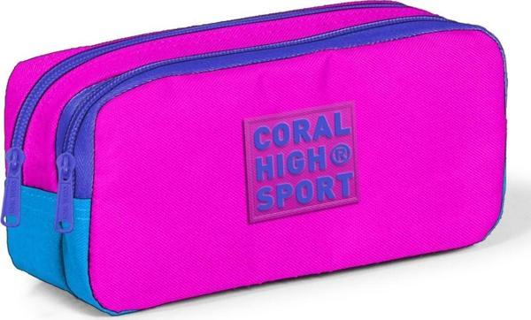 Coral High Sport İki Gözlü Pembe Mavi Kalem Çantası - Image 1