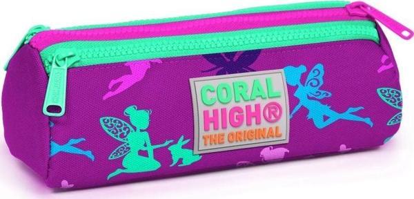 Coral High Kids Peri Desenli Üç Bölmeli Kalem Çantası - Kız - Image 1