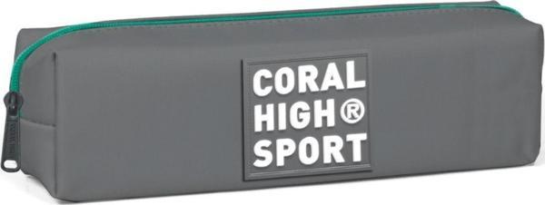 Coral High Sport Tek Bölmeli Gri Yeşil Fermuar Kalemlik - Image 1
