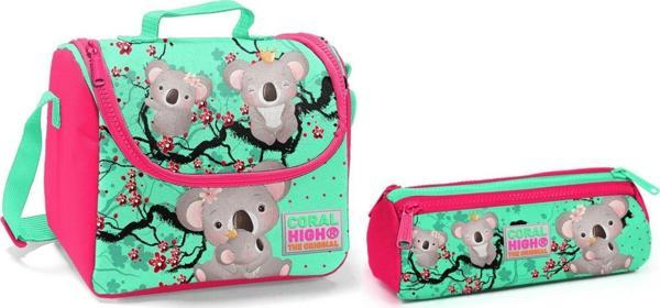 Coral High Koala Kız Çocuk Beslenme Çantası ve Kalemlik Seti - Thermo - Image 1