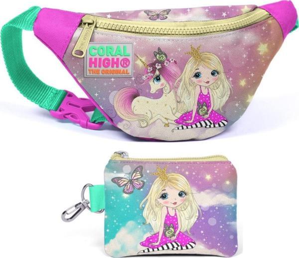Coral High Su Yeşili Unicorn Bel Çantası ve Bozuk Para Çantası Seti - Kız Çocuk - Image 1