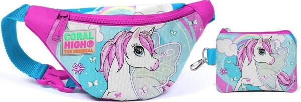 Coral High Unicorn Baskılı Bel Çantası Seti - Kız Çocuk - Image 1