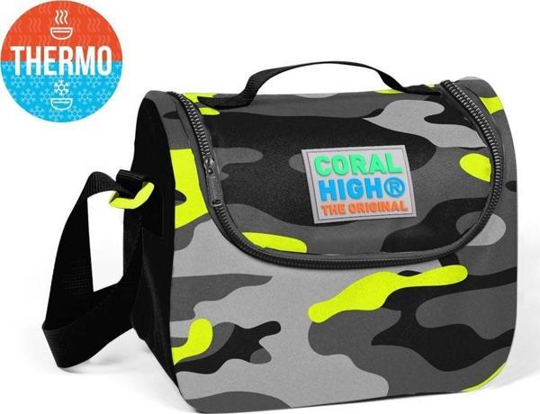Coral High Yeşil / Gri Kamuflaj Desenli Termoslu Beslenme Çantası - Erkek Çocuk - Image 1