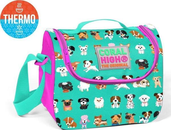 Coral High Yeşil Köpek Desenli Termoslu Beslenme Çantası - Kız Çocuk - Image 1