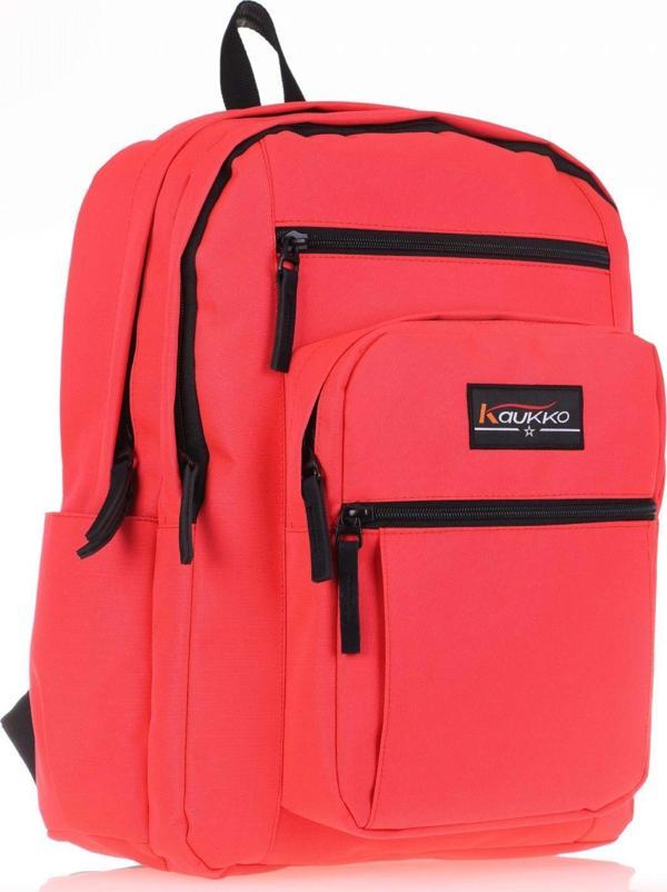 Kaukko Full Pocket Okul ve Günlük Sırt Çantası - Mercan - Image 1