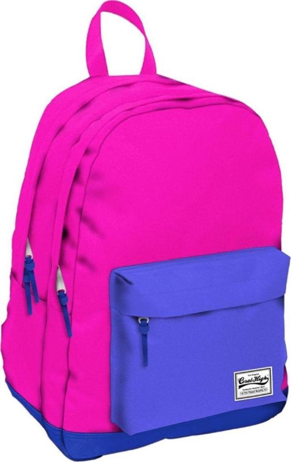 Coral High Mavi/Pembe Üç Gözlü Genç Sırt Çantası - Lise, Üniversite, Günlük - Image 1