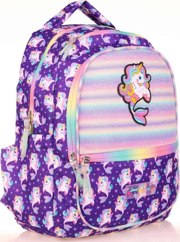 Kaukko Kids Kız Çocuk Mor Unicorn Okul Sırt Çantası - Image 1