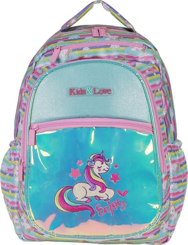 Kaukko Kids&Love Unicorn Aynalı Simli İlkokul Sırt Çantası - Image 1