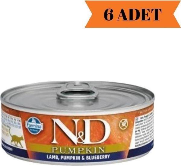 N&D Pumpkin Kuzu, Balkabağı, Yabanmersini Yetişkin Kedi Yaş Maması 70 Gr x 6 Adet - Image 1