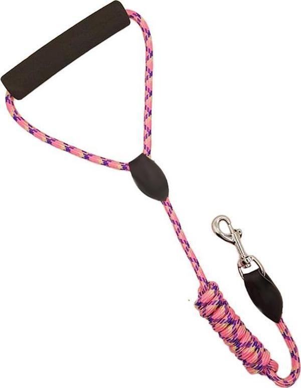 Zichen Lux Desenli Dokuma Kumaş Köpek Gezdirme Kayışı Pembe Mor Small - Image 1